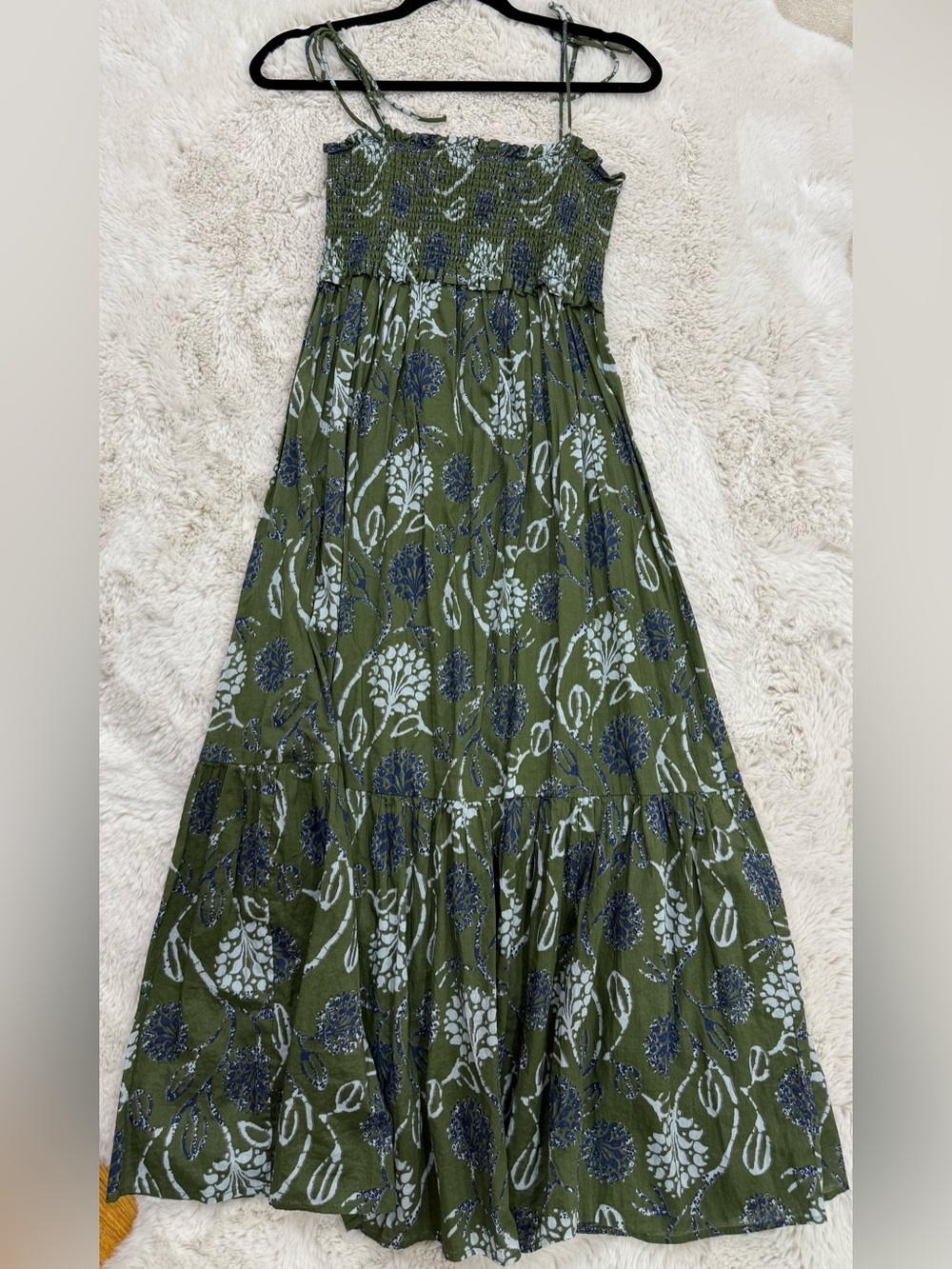 Zara Olive Floral Tie-Shoulder Maxi Dress - Picture 7 of 8